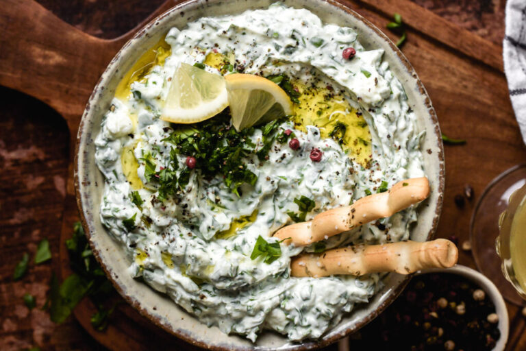 Wild Garlic Dip with Feta Cheese