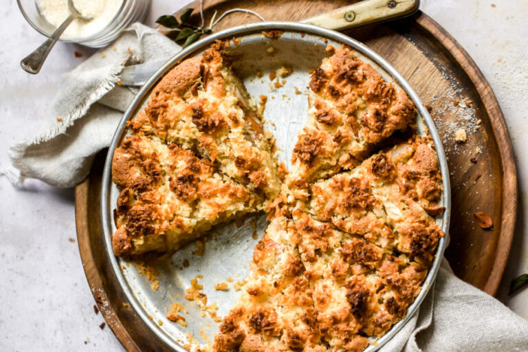 Pear Cake with Coconut Streusel